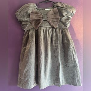 Zara Girls Elegant Gray Dress with Bow